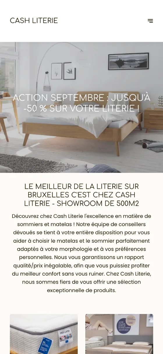 Cash Literie, Commerce, page built with Stride