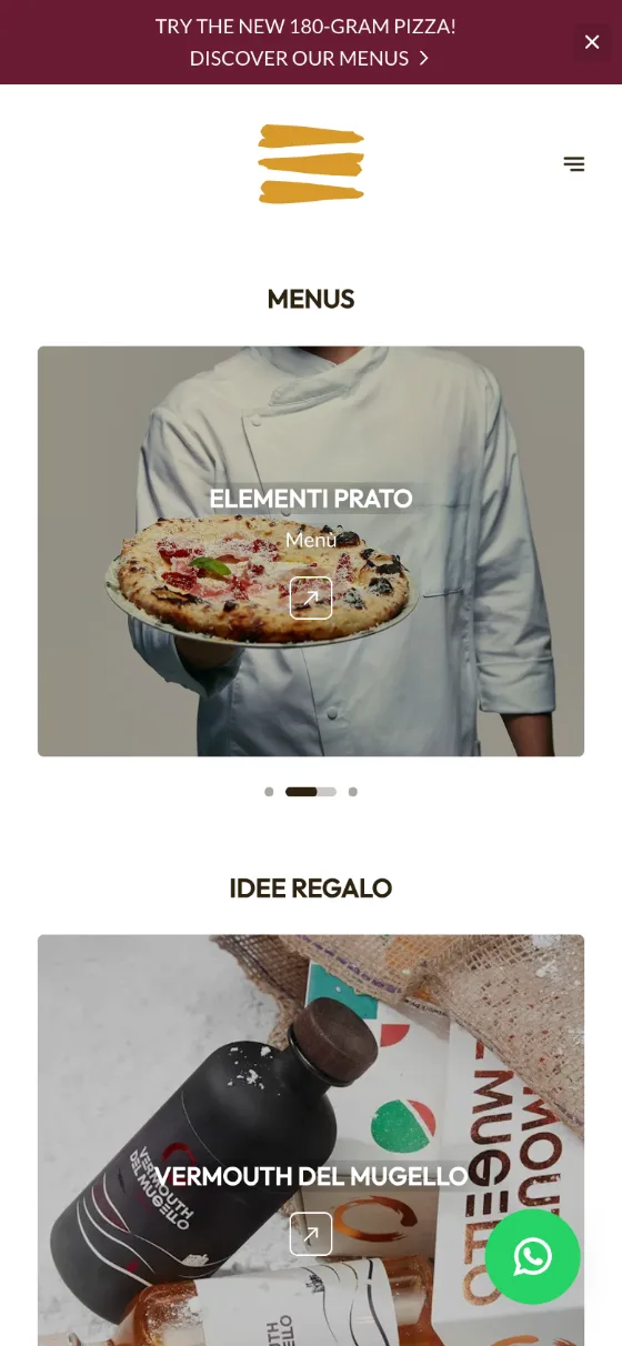 Elementi, Restaurant, page built with Stride